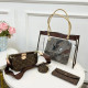 Brown Casual Letters Patchwork Zipper Contrast Adjustable Bags