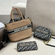 Blue Casual Letters Embroidered Zipper Weave Bags