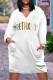White Casual Street Letter Print Pocket Contrast V Neck Printed Plus Size Dresses