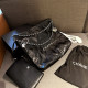 Black Silver Casual Letters Draw String Metal Accessories Trim Bags