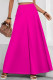 Rose Red Casual Solid Color Patchwork Loose Mid Waist Speaker Solid Color Bottoms