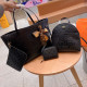 Black Casual Street Letters Patchwork Zipper Embossed Bags