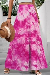Purple Casual Tie Dye Patchwork Loose Mid Waist Speaker Full Print Bottoms
