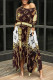 Dark Brown Casual Street Letter Print Pocket Irregular Contrast O Neck Irregular Dresses