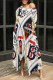 Beige Casual Street Plaid Letter Print Pocket Irregular Contrast O Neck Irregular Dresses
