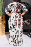 Leopard Print Casual Floral Print Lace Up Contrast O Neck Printed Plus Size Dresses