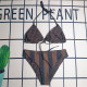 Brown Sportswear Letters Patchwork Strap Design Swimwears