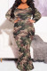 Camouflage Casual Camouflage Print Patchwork O Neck Long Plus Size Dresses