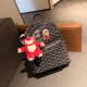 Black Gray Casual Cartoon Print Letters Patchwork Zipper Contrast Bags(Send pendant)