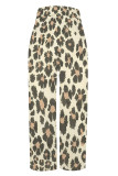 Orange Casual Street Geometric Print Pocket Contrast Loose High Waist Wide Leg Full Print Bottoms