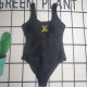 Black Sexy Letters Embroidered Patchwork Backless Swimwears