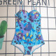 Blue Sexy Print Patchwork Backless Swimwears