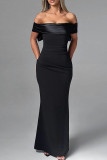 White Sexy Solid Color Patchwork Backless Bow Decor Off Shoulder Long Dresses