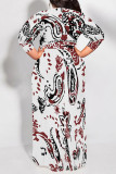 Leopard Print Casual Floral Print Lace Up Contrast O Neck Printed Plus Size Dresses