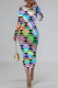 Colour Casual Street Letter Print Flowers Contrast O Neck Printed Dresses