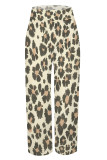 Orange Casual Street Geometric Print Pocket Contrast Loose High Waist Wide Leg Full Print Bottoms