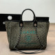 Green Casual Letters Embroidered Patchwork Contrast Bags