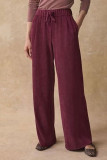 Ink Green Casual Solid Color Draw String Pocket Patchwork Loose Mid Waist Wide Leg Patchwork Bottoms