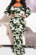 Green Casual Camouflage Print Patchwork O Neck Long Plus Size Dresses