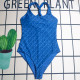 Blue Sportswear Letters Patchwork Swimwears