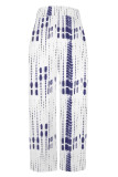 Orange Casual Street Geometric Print Pocket Contrast Loose High Waist Wide Leg Full Print Bottoms