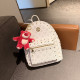 White Casual Street Letters Patchwork Beading Zipper Bags(Send pendant)
