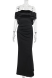 White Sexy Solid Color Patchwork Backless Bow Decor Off Shoulder Long Dresses