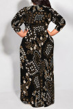 Leopard Print Casual Floral Print Lace Up Contrast O Neck Printed Plus Size Dresses