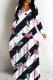 Stripe Casual Print Basic V Neck Long Dresses