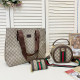 Khaki Casual Stripe Letters Patchwork Zipper Bags