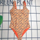 Orange Sportswear Letters Patchwork Swimwears