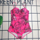 Rose Red Sexy Print Patchwork Swimwears