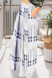 Orange Casual Street Geometric Print Pocket Contrast Loose High Waist Wide Leg Full Print Bottoms
