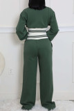 Black Casual Pocket Patchwork Zipper Contrast Zipper Collar Long Sleeve Two Pieces