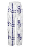 Orange Casual Street Geometric Print Pocket Contrast Loose High Waist Wide Leg Full Print Bottoms