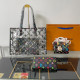 Multi-color Casual Daily Letters Gradient See-Through Zipper Contrast Bags