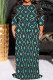 Turquoise Casual Print Patchwork O Neck Long Plus Size Dresses