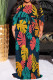 Multicolor Casual Print Patchwork Strap Design O Neck Long Plus Size Dresses