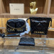 Black Casual Letters Draw String Metal Accessories Trim Chains Bags