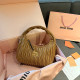 Earth Yellow Casual Daily Letters Patchwork Ruched Zipper Bags