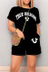 Black And White Casual Letters Draw String Pocket Patchwork O Neck Loose Rompers