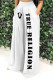 White Casual Street Letter Print Pocket Loose High Waist Wide Leg Positioning Print Bottoms