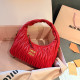 Red Casual Daily Letters Patchwork Ruched Zipper Bags