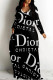 Black Casual Street Letter Print Pocket Contrast V Neck Printed Dresses
