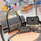 White Blue Casual Letters Embroidered Zipper Contrast Bags
