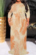 Orange Casual Print Patchwork Strap Design O Neck Long Plus Size Dresses