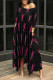 Black Rose Red Casual Letter Print Pocket Irregular Contrast Oblique Collar Irregular Dresses