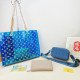 Blue Casual Daily Letters Patchwork See-Through Bags