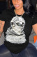 Black Casual Street Figure Print O Neck T-Shirts