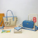 Apricot Blue Casual Street Letters Patchwork Zipper Contrast Bags